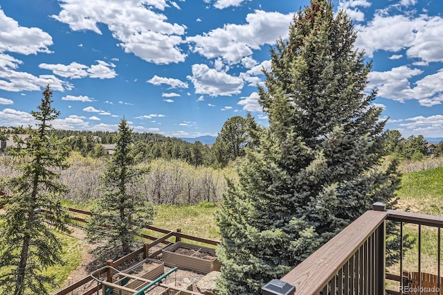 mountain view featuring a heavily wooded area