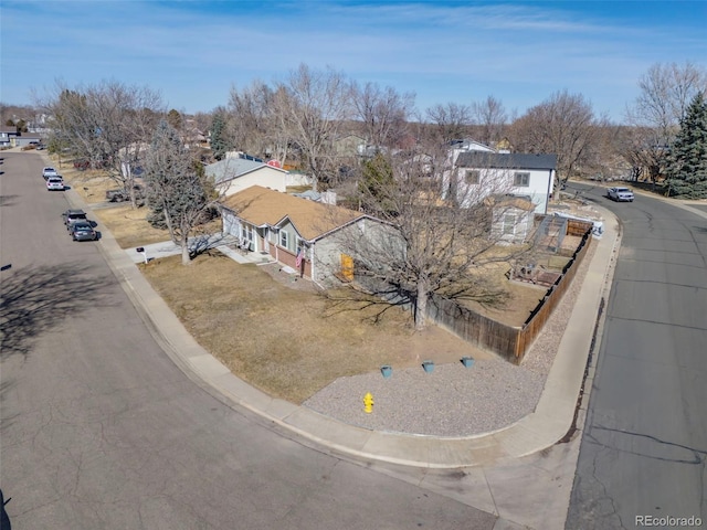 aerial view featuring a residential view