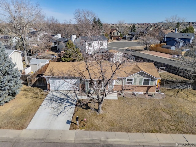 aerial view featuring a residential view