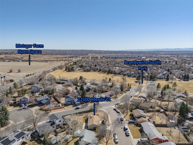 bird's eye view with a residential view