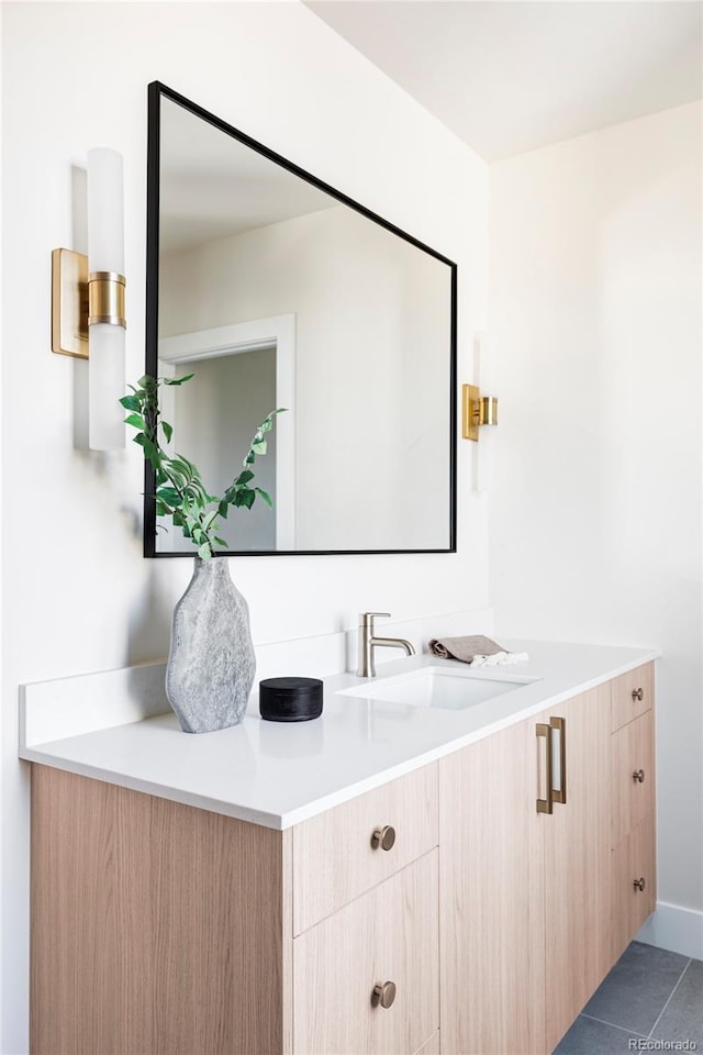 bathroom featuring vanity and tile patterned floors