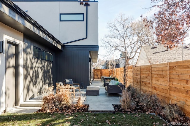 view of patio featuring an outdoor living space