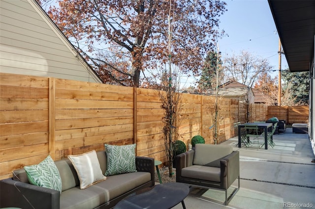 view of patio / terrace with an outdoor living space