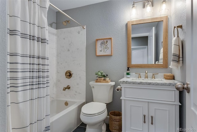 11817 Phoebe St, Parker, CO 80134 - bathroom featuring vanity, shower / tub combo, and a textured wall