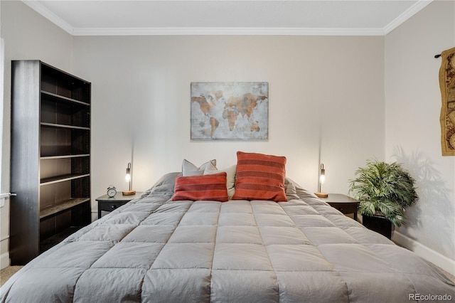 bedroom featuring crown molding