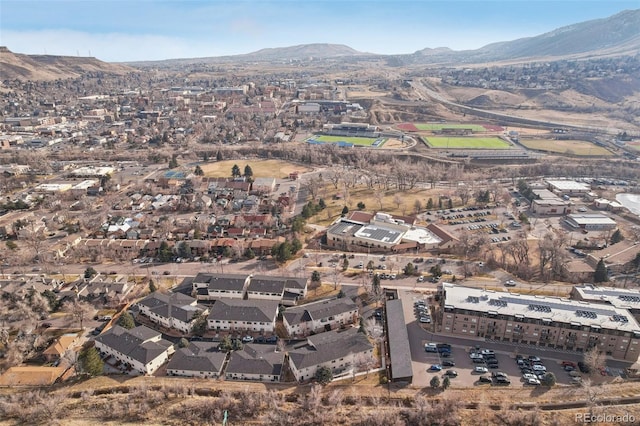 aerial view with a mountain view