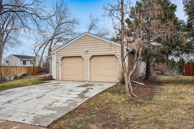 detached garage with fence