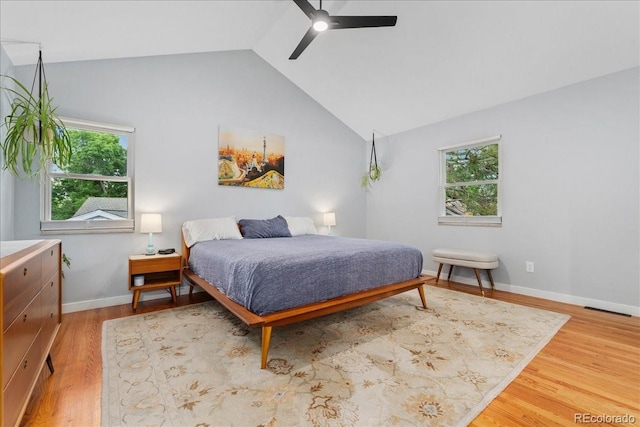 3765 E Easter Dr, Centennial, CO 80122 - bedroom with lofted ceiling, light wood finished floors, and ceiling fan