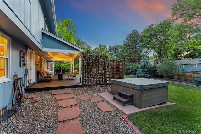 3765 E Easter Dr, Centennial, CO 80122 - view of yard featuring a hot tub and a patio area