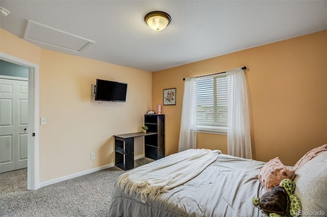 8060 Willowick Ct, Colorado Springs, CO 80925 - carpeted bedroom with attic access and baseboards