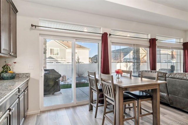 dining area featuring light wood-style flooring