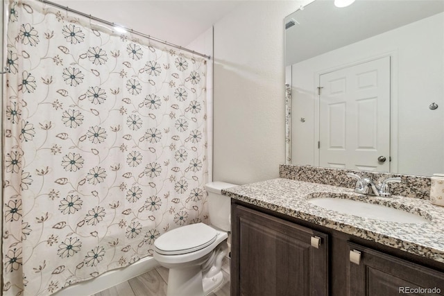 full bathroom with toilet and vanity