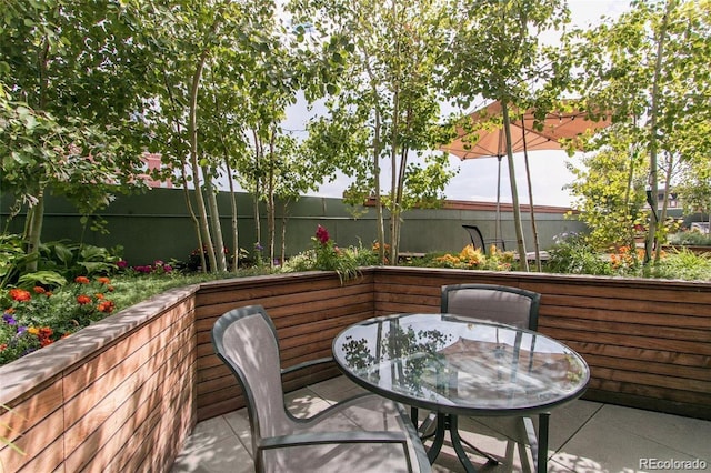 view of patio / terrace featuring outdoor dining area and a fenced backyard