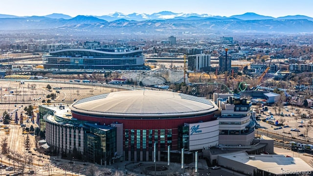 aerial view featuring a city view and a mountain view