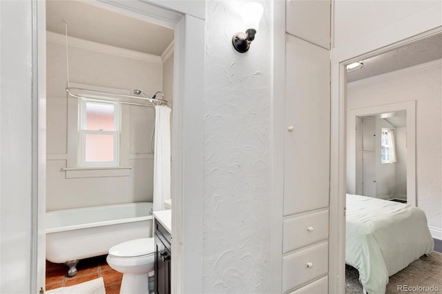 260 N Grant St, Denver, CO 80203 - full bath featuring crown molding, toilet, vanity, and shower / tub combo