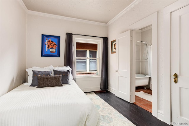 260 N Grant St, Denver, CO 80203 - bedroom with dark wood finished floors and ornamental molding