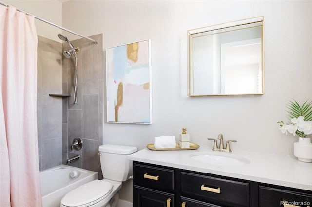 full bathroom featuring vanity, toilet, and shower / tub combo