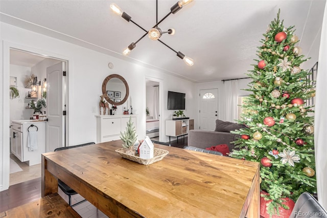 dining room with hardwood / wood-style flooring