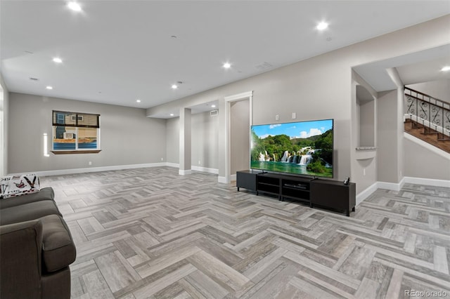 29303 E 165th Ave, Brighton, CO 80603 - unfurnished living room featuring stairway and recessed lighting