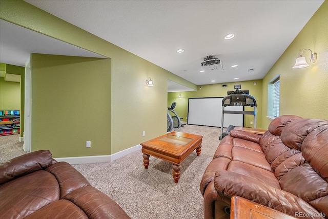6461 S Ider St, Aurora, CO 80016 - living area featuring carpet flooring, recessed lighting, and baseboards