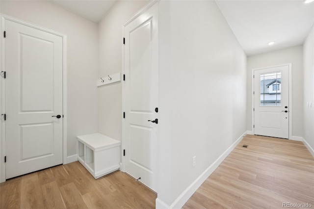 mudroom with light wood-type flooring