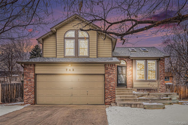 front of property featuring a garage