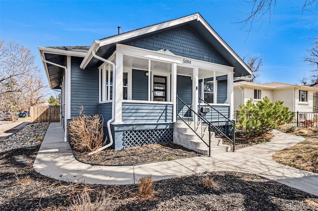 bungalow-style house featuring covered porch