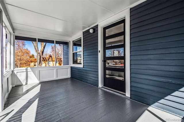 view of unfurnished sunroom