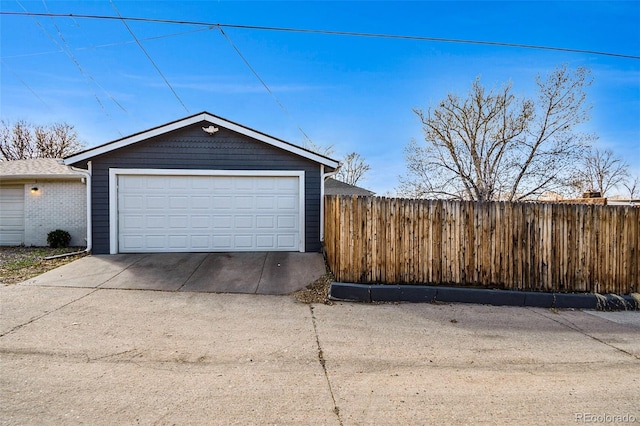 garage featuring fence