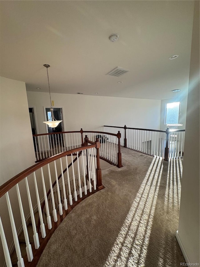 stairway with carpet floors