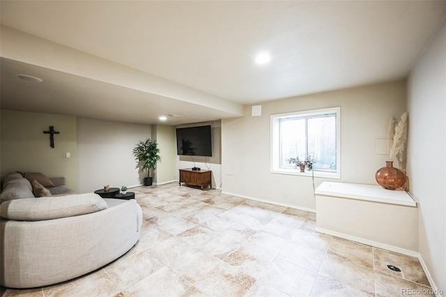 living area with baseboards