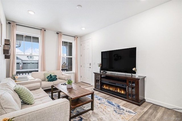 living room featuring light wood-type flooring