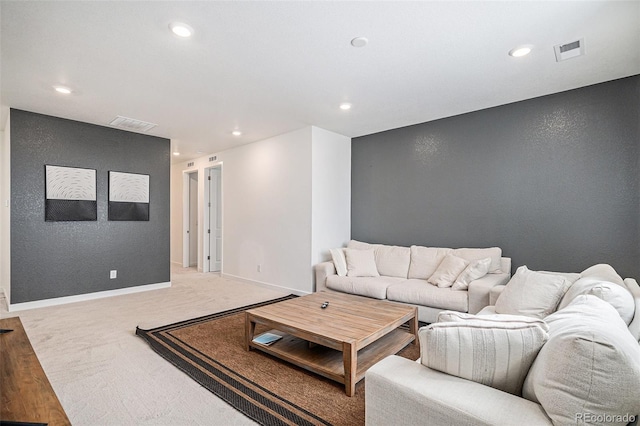 living room with carpet flooring