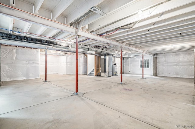 basement with water heater