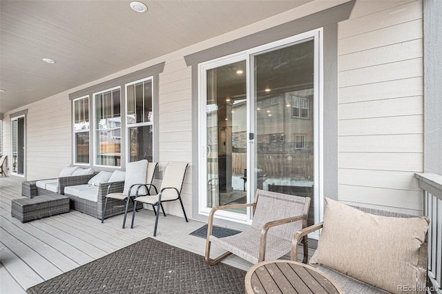 deck featuring an outdoor living space