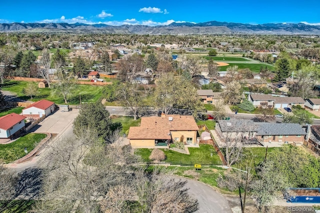 bird's eye view with a residential view and a mountain view