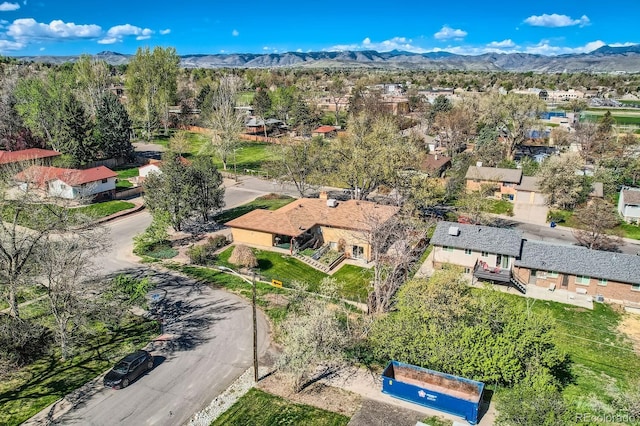 aerial view with a residential view and a mountain view