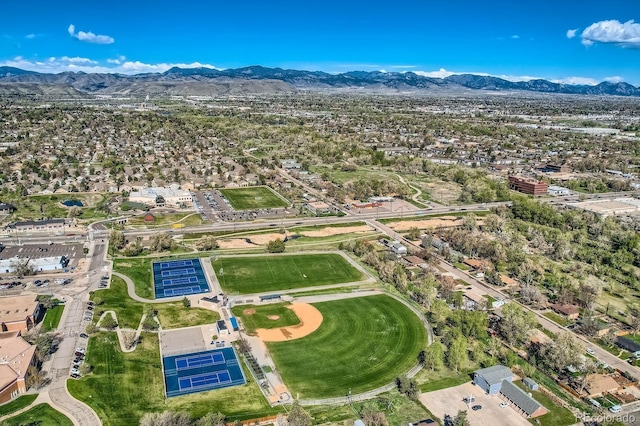 bird's eye view with a mountain view