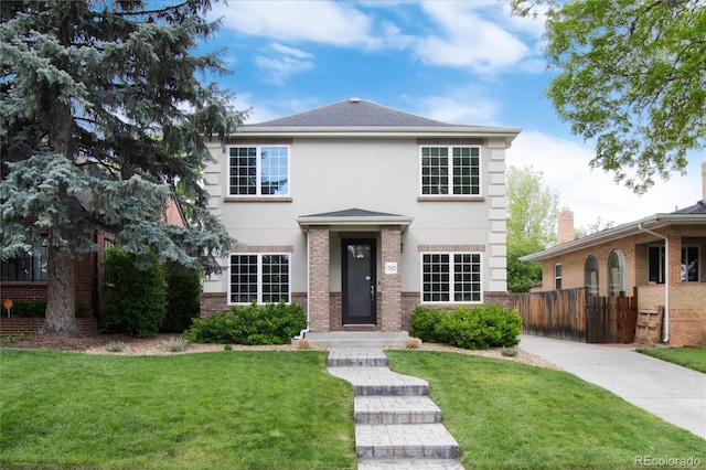 view of front of home with a front yard