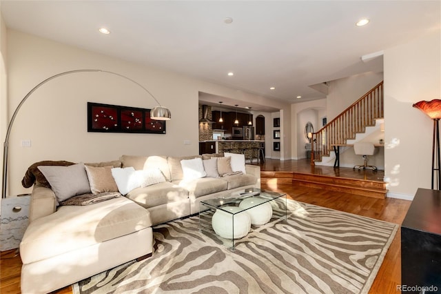 living room featuring wood-type flooring