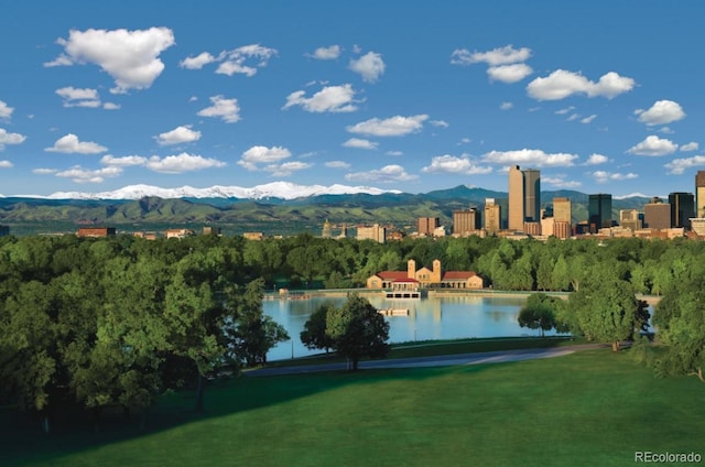 water view with a view of city and a mountain view