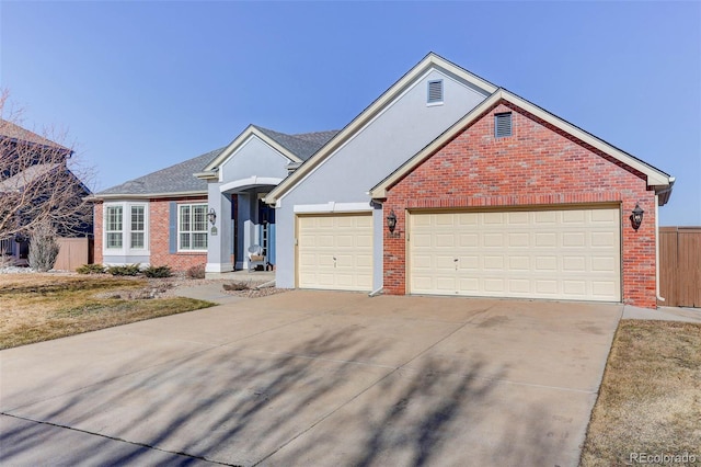 view of front of house with a garage