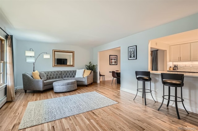 living room featuring light wood-type flooring