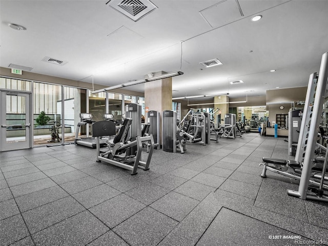 gym with visible vents