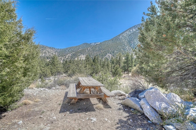 view of mountain feature featuring a view of trees