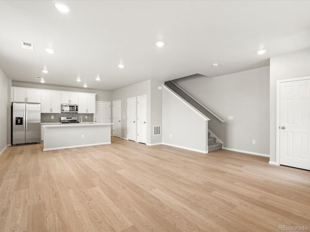 unfurnished living room with light hardwood / wood-style floors