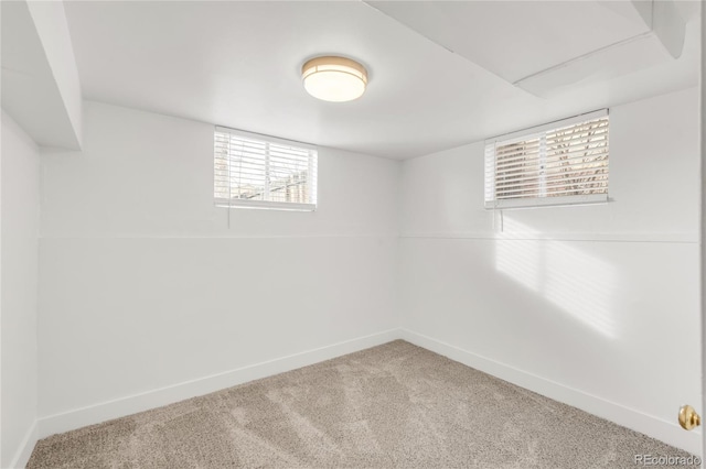 basement with carpet floors