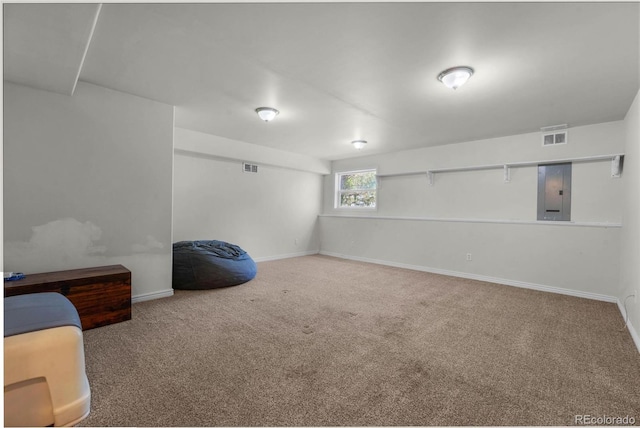 4750 County Road B, Wiggins, CO 80654 - basement featuring electric panel and carpet flooring
