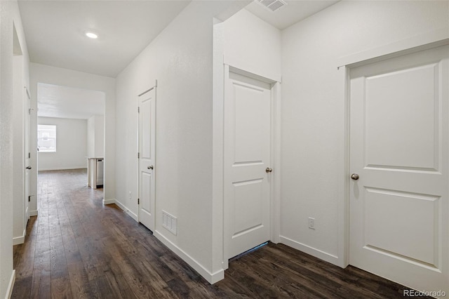 hall featuring dark hardwood / wood-style flooring