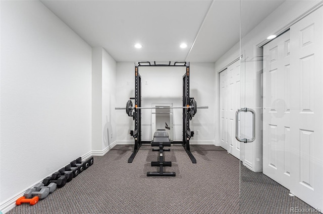 exercise area with dark carpet